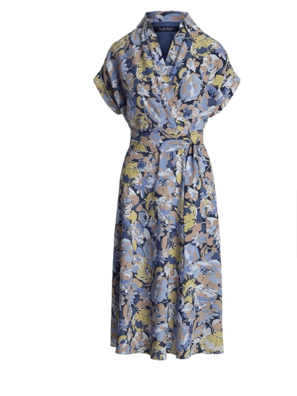 Lauren Ralph Lauren blue floral print wrap style dress